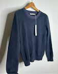 One Grey Day 100% Cashmere Blue Ribbed Two Tone Textured Pullover Sweater