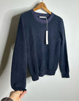 One Grey Day 100% Cashmere Blue Ribbed Two Tone Textured Pullover Sweater