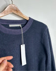 One Grey Day 100% Cashmere Blue Ribbed Two Tone Textured Pullover Sweater