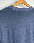 One Grey Day 100% Cashmere Blue Ribbed Two Tone Textured Pullover Sweater