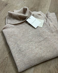 Garnet Hill 100% Cashmere Essential Oat Heather Turtleneck Sweater