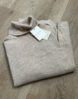 Garnet Hill 100% Cashmere Essential Oat Heather Turtleneck Sweater