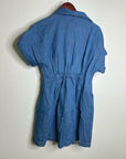 Madewell Cotton Linen Perry Denim Button Down Shirt Dress Short Sleeve