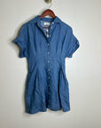 Madewell Cotton Linen Perry Denim Button Down Shirt Dress Short Sleeve