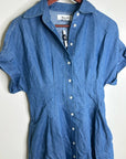 Madewell Cotton Linen Perry Denim Button Down Shirt Dress Short Sleeve