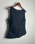 Madewell 100% Linen Cinched Boatneck Sleeveless Top in Black