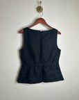 Madewell 100% Linen Cinched Boatneck Sleeveless Top in Black
