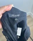 Madewell 100% Linen Cinched Boatneck Sleeveless Top in Black