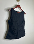 Madewell 100% Linen Cinched Boatneck Sleeveless Top in Black