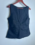 Madewell 100% Linen Cinched Boatneck Sleeveless Top in Black