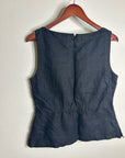 Madewell 100% Linen Cinched Boatneck Sleeveless Top in Black