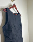 Madewell 100% Linen Cinched Boatneck Sleeveless Top in Black