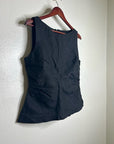 Madewell 100% Linen Cinched Boatneck Sleeveless Top in Black