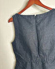 Madewell 100% Linen Cinched Boatneck Sleeveless Top in Black
