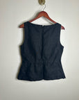 Madewell 100% Linen Cinched Boatneck Sleeveless Top in Black