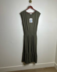 Nation LA 100% Pima Cotton Knit Evonne Drop Waist Ruched Midi Dress