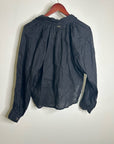 Cleobella 100% Linen Black Button Down Negara Blouse Cropped