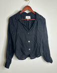 Cleobella 100% Linen Black Button Down Negara Blouse Cropped