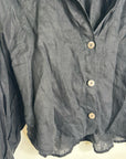 Cleobella 100% Linen Black Button Down Negara Blouse Cropped