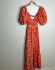 Free People 100% Cotton Bright Pink Puff Sleeve Wide Leg Jumpsuit