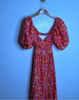 Free People 100% Cotton Bright Pink Puff Sleeve Wide Leg Jumpsuit