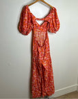 Free People 100% Cotton Bright Pink Puff Sleeve Wide Leg Jumpsuit