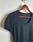 AG 100% Cotton Knit Black Short Sleeve Scoop Neck Sweater Top