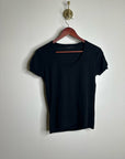 AG 100% Cotton Knit Black Short Sleeve Scoop Neck Sweater Top