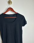 AG 100% Cotton Knit Black Short Sleeve Scoop Neck Sweater Top
