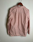 Garnet Hill 100% Organic Cotton Pink White Poplin Striped Button Down Top