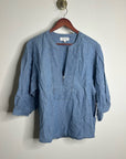 Nation LA 100% Organic Cotton Denim Chambray Emmett Top 3/4 Sleeve