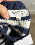 Nation LA 100% Cotton Chunky Knit Navy Striped Button Down Cardigan Sweater