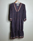 Trovata Cotton Silk Floral Long Sleeve Loose Fit Midi Dress