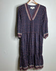 Trovata Cotton Silk Floral Long Sleeve Loose Fit Midi Dress