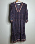 Trovata Cotton Silk Floral Long Sleeve Loose Fit Midi Dress