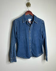 Calvin Klein 100% Cotton Denim Button Down Tailored Jean Long Sleeve Shirt