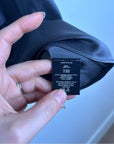 Theory 100% Silk Draped Back Slit Top Vintage Satin Gray