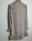 FRAME 100% Silk High Neck Floral Long Sleeve Mini Dress