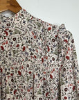 FRAME 100% Silk High Neck Floral Long Sleeve Mini Dress