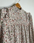 FRAME 100% Silk High Neck Floral Long Sleeve Mini Dress