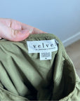Velvet By Graham & Spencer 100% Cotton Green Puff Sleeve Straight Leg Jumpsuit