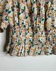 Trovata 100% Cotton Ruched Floral Babydoll Puff Sleeve Blouse