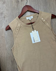 Nation LA 100% Cotton Tan Toffee Gold Button Muscle Tank Top