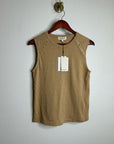 Nation LA 100% Cotton Tan Toffee Gold Button Muscle Tank Top