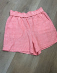 Talbots 100% Linen Nantucket Pull on Paperbag Short 5" Coral Pink
