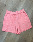Talbots 100% Linen Nantucket Pull on Paperbag Short 5" Coral Pink