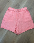 Talbots 100% Linen Nantucket Pull on Paperbag Short 5" Coral Pink