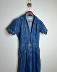 Free People 100% Cotton Marla Straight Leg Short Sleeve Denim Jumpsuit