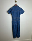 Free People 100% Cotton Marla Straight Leg Short Sleeve Denim Jumpsuit