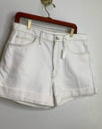 FRAME Denim 100% Organic Cotton Cream Ecru High Rise Cutoff Short